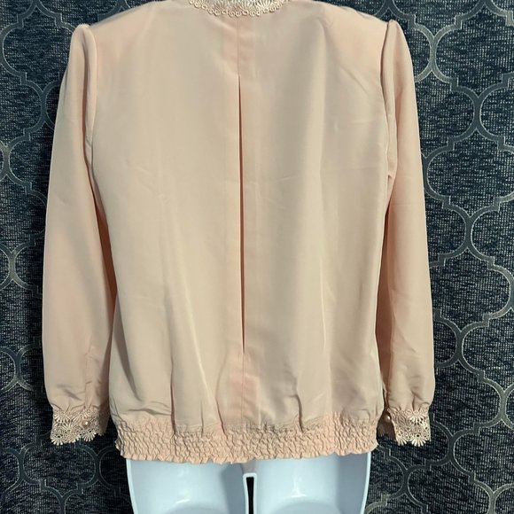 Bedford Fair women's 08P NWOT vintage pink with pearl button down blouse - Picture 3 of 5